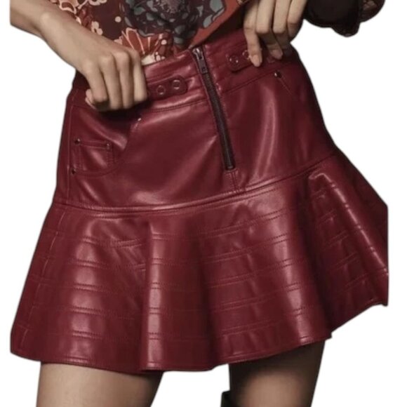 Anthropologie‎ Pilcro Womens 4 Fit and Flare Faux Leather Mini Skirt NWT - Picture 1 of 11